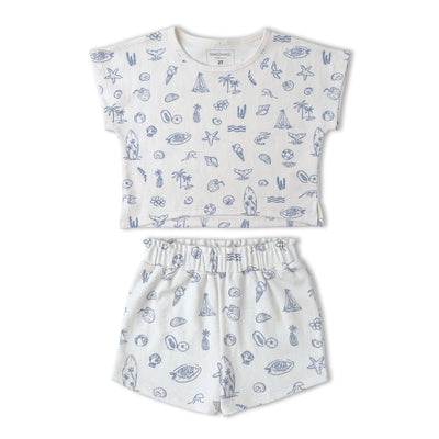 Makemake Organics Organic Drop Shoulder Tee & Shorts Set - Coastal