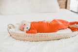 Baby Organic Knotted Gown + Top Knot Hat - Rust