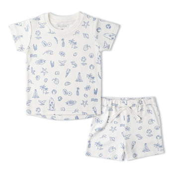 Makemake Organics Organic Tee & Shorts Set - Coastal