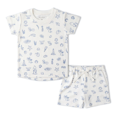 Makemake Organics Organic Tee & Shorts Set - Coastal