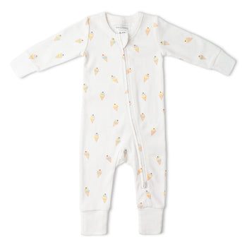Makemake Organics Organic 2-Way Zip Romper - Ice Cream