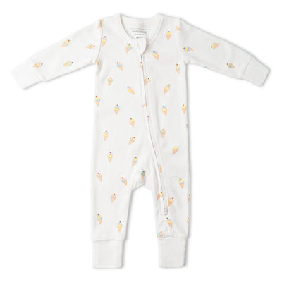 Makemake Organics Organic 2-Way Zip Romper - Ice Cream