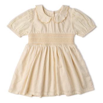 Makemake Organics Organic Smocked Collar Dress - Butter Yellow