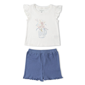 Makemake Organics Organic Sleeveless Flutter Top & Shorts Set - Spring Floral
