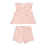 Makemake Organics Organic Ruffle Top & Shorts Set - Blush