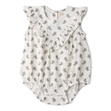 Makemake Organics Organic Sleeveless Ruffle Bubble Romper - Poppy