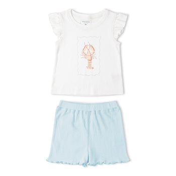 Makemake Organics Organic Sleeveless Flutter Top & Shorts Set - Lobster