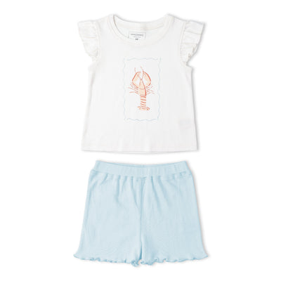 Makemake Organics Organic Sleeveless Flutter Top & Shorts Set - Lobster