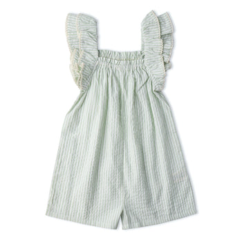 Makemake Organics Organic Flutter Jumpsuit - Basil Stripes