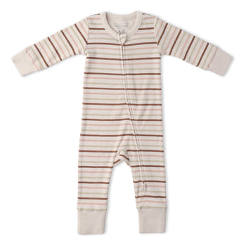 Makemake Organics Organic 2-Way Zip Romper - Terra Stripes