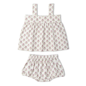 Makemake Organics Organic Scalloped Top & Bloomers Set - Lavender