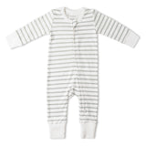 Makemake Organics Organic 2-Way Zip Romper - Fog Stripes