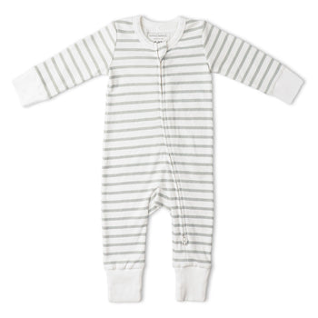 Makemake Organics Organic 2-Way Zip Romper - Fog Stripes