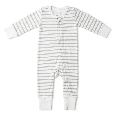 Makemake Organics Organic 2-Way Zip Romper - Fog Stripes