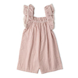 Makemake Organics Organic Flutter Jumpsuit - Coral Stripes