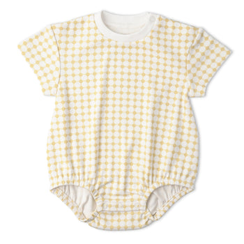 Makemake Organics Organic Short Sleeve Bubble Romper - Dotty Gingham