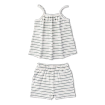 Makemake Organics Organic Tank Top & Shorts Set - Fog Stripes