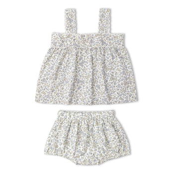 Makemake Organics Organic Scalloped Top & Bloomers Set - Tulle Floral