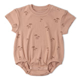 Makemake Organics Organic Short Sleeve Bubble Romper - Island Palm