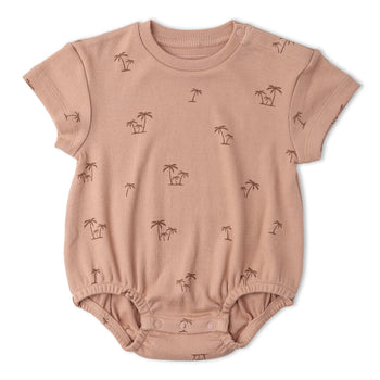 Makemake Organics Organic Short Sleeve Bubble Romper - Island Palm