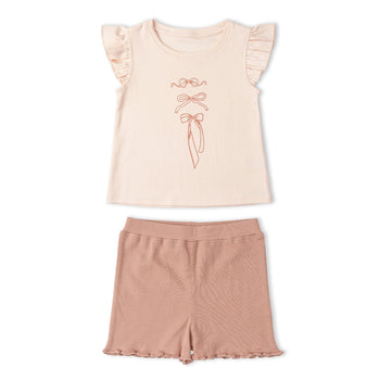 Makemake Organics Organic Sleeveless Flutter Top & Shorts Set - Bows