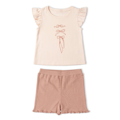 Makemake Organics Organic Sleeveless Flutter Top & Shorts Set - Bows
