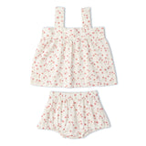 Makemake Organics Organic Scalloped Top & Bloomers Set - Pink Bloom