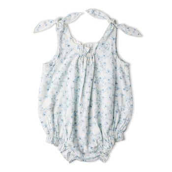 Makemake Organics Organic Tie Shoulder Bubble Romper - Ivy Floral