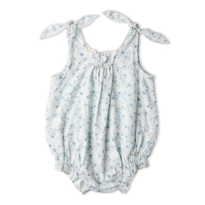 Makemake Organics Organic Tie Shoulder Bubble Romper - Ivy Floral