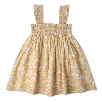 Makemake Organics Organic Smocked Sundress - Yellow Blossom