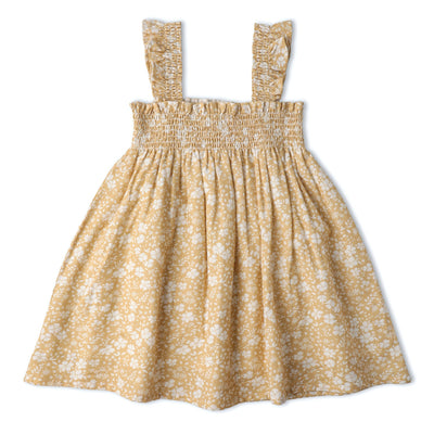 Makemake Organics Organic Smocked Sundress - Yellow Blossom