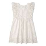 Makemake Organics Organic Eyelet Flutter Dress - Ivory Eyelet
