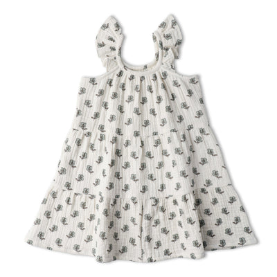 Makemake Organics Organic Ruffle Tiered Dress - Poppy