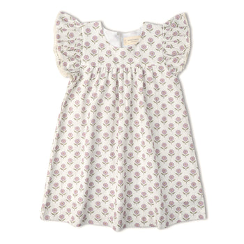 Makemake Organics Organic Short Sleeve Flutter Dress - Lavender