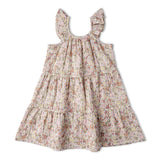 Makemake Organics Organic Ruffle Tiered Dress - Pastel Bloom