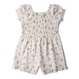 Makemake Organics Organic Smocked Jumpsuit - Blush Floral