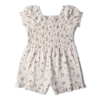 Makemake Organics Organic Smocked Jumpsuit - Blush Floral