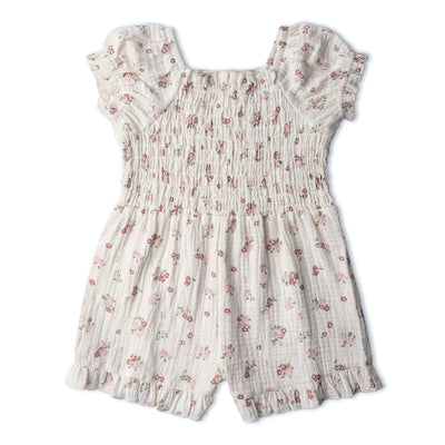 Makemake Organics Organic Smocked Jumpsuit - Blush Floral