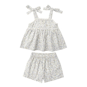 Makemake Organics Organic Tie Up Top & Shorts Set - Tulle Floral