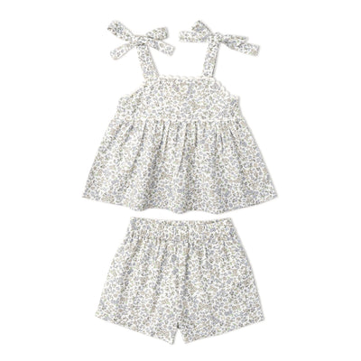 Makemake Organics Organic Tie Up Top & Shorts Set - Tulle Floral