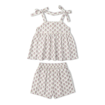 Makemake Organics Organic Tie Up Top & Shorts Set - Lavender