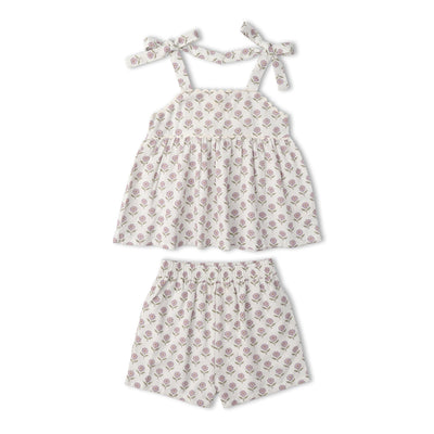 Makemake Organics Organic Tie Up Top & Shorts Set - Lavender