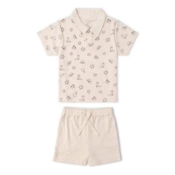 Makemake Organics Organic Collar Tee & Shorts Set - Rodeo