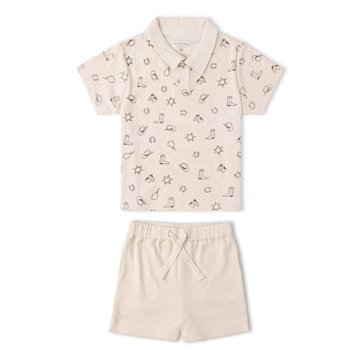 Makemake Organics Organic Collar Tee & Shorts Set - Rodeo