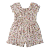 Makemake Organics Organic Smocked Jumpsuit - Pastel Bloom