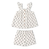 Makemake Organics Organic Flutter Top & Shorts Set - Poppy