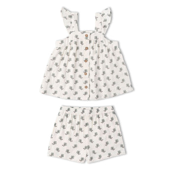 Makemake Organics Organic Flutter Top & Shorts Set - Poppy