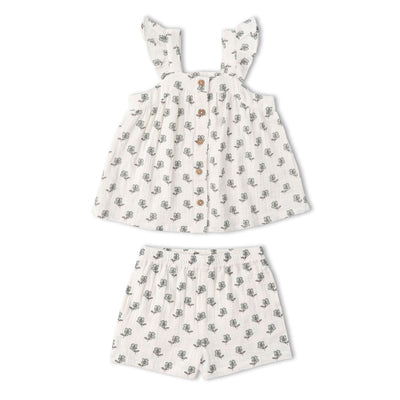 Makemake Organics Organic Flutter Top & Shorts Set - Poppy
