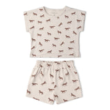 Makemake Organics Organic Drop Shoulder Tee & Shorts Set - Horses