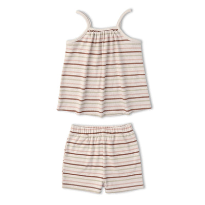 Makemake Organics Organic Tank Top & Shorts Set - Terra Stripes